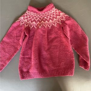 Vintage pink & white turtleneck sweater